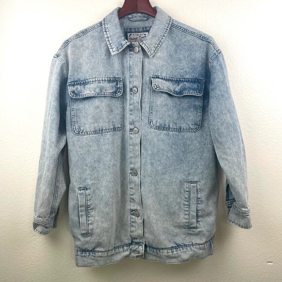 Vintage 90s Mens Jacket Sz S Oversized Chore Coat Barn Denim Western Shacket - Picture 7 of 9